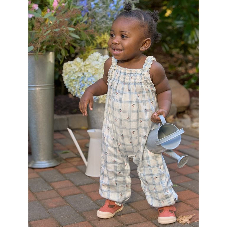 Modern Moments by Gerber Baby Girl Long Leg Romper With Smocking Detail, Sizes 0/3 Months - 24 Mo... | Walmart (US)