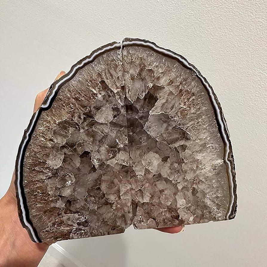 JIC Gem Geode Bookends Large Black Crystal Bookends Decorative Heavy Duty Agate Book Ends for She... | Amazon (US)