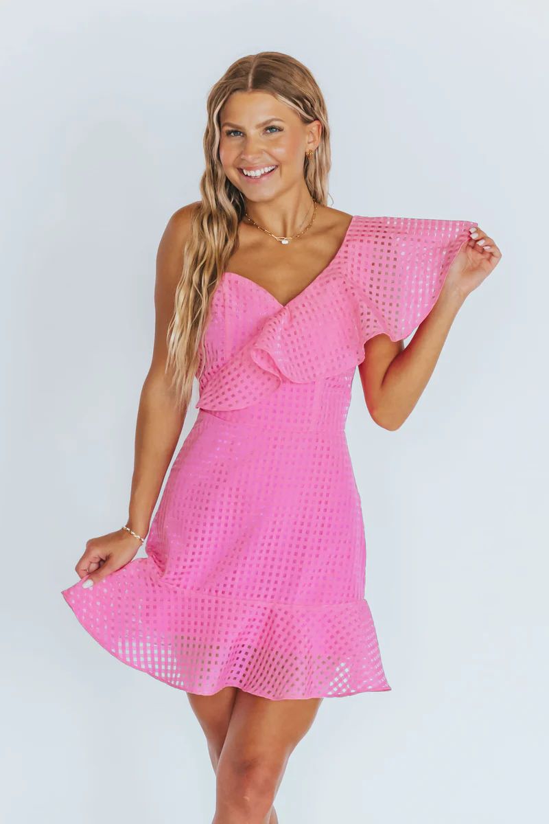 Completely In Love Pink Gingham Dress | Apricot Lane Boutique