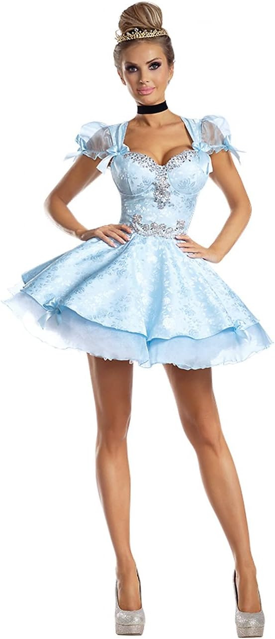 Party King Women's Lost Slipper Princess Costume, Blue, Large | Amazon (US)
