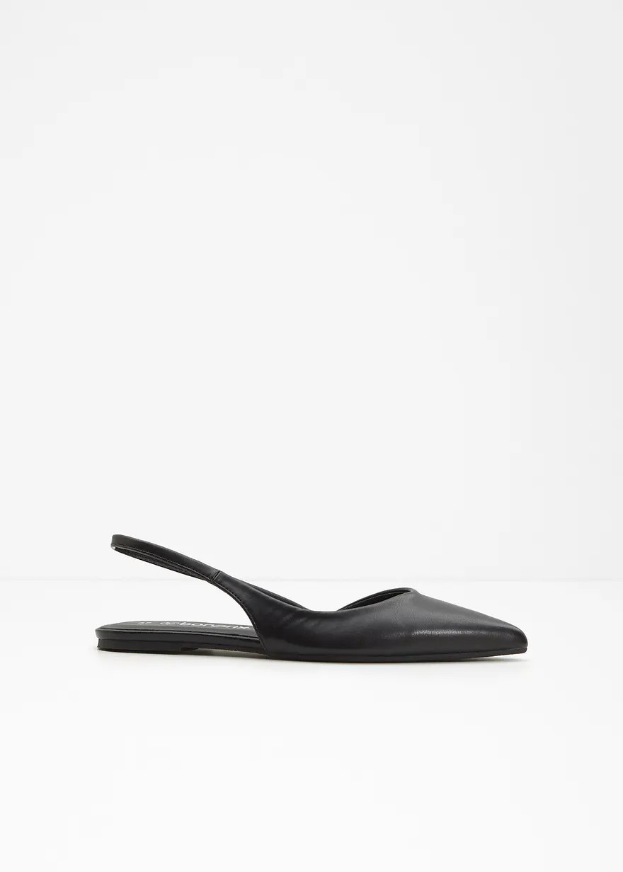Modische Sling Ballerina mit V-Ausschnitt - schwarz | bonprix | Bonprix DE