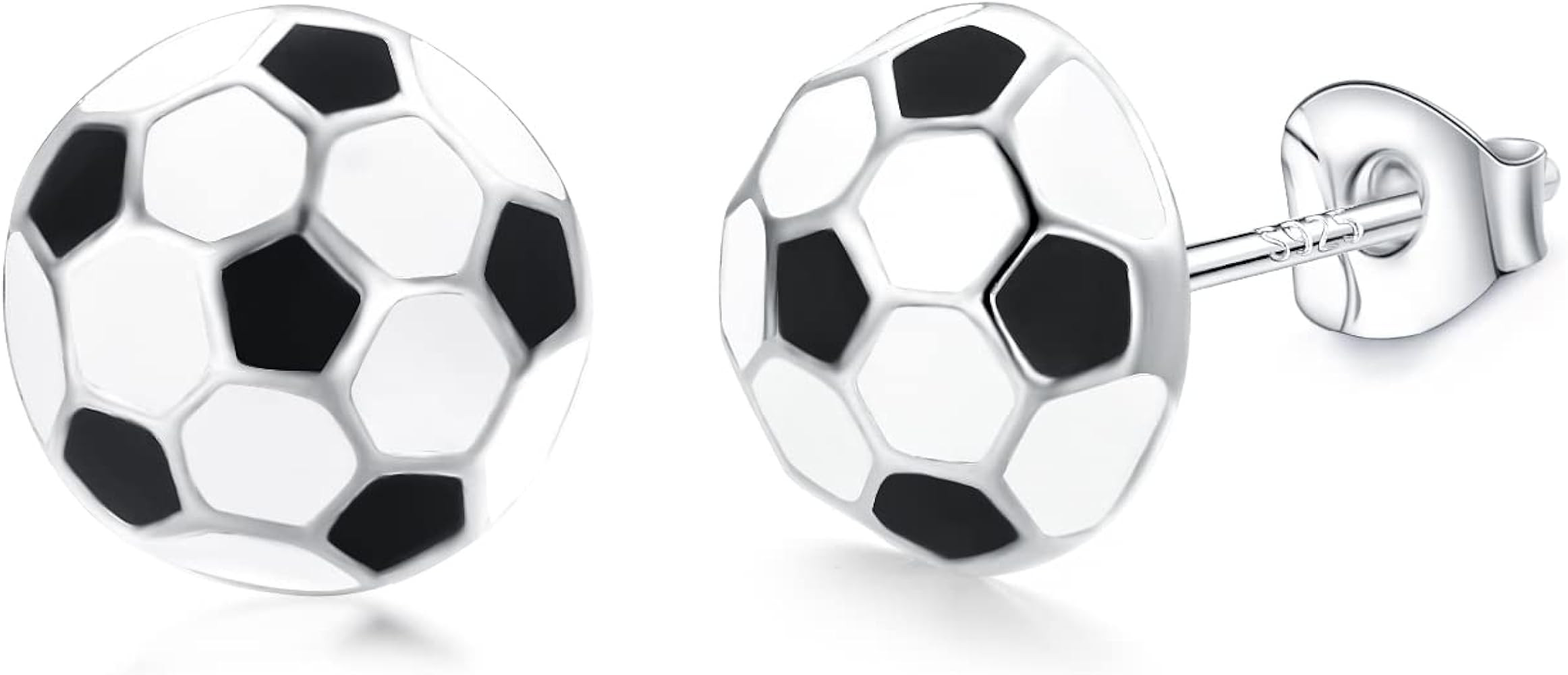 Sports Stud Earrings 925 Sterling Silver Football,Soccer,Basketball,Volleyball,Tennis,Baseball Ea... | Amazon (US)