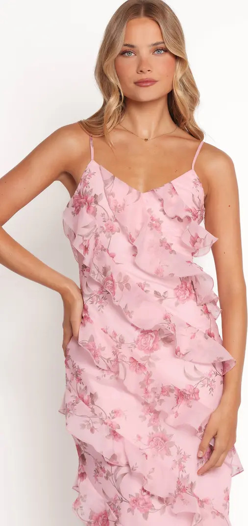 Ciao Floral Ruffle Chiffon Gown | Nordstrom