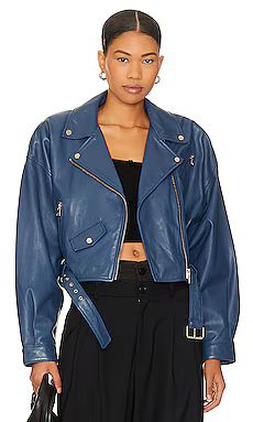 LAMARQUE Dylan Cropped Jacket in Midnight Blue from Revolve.com | Revolve Clothing (Global)