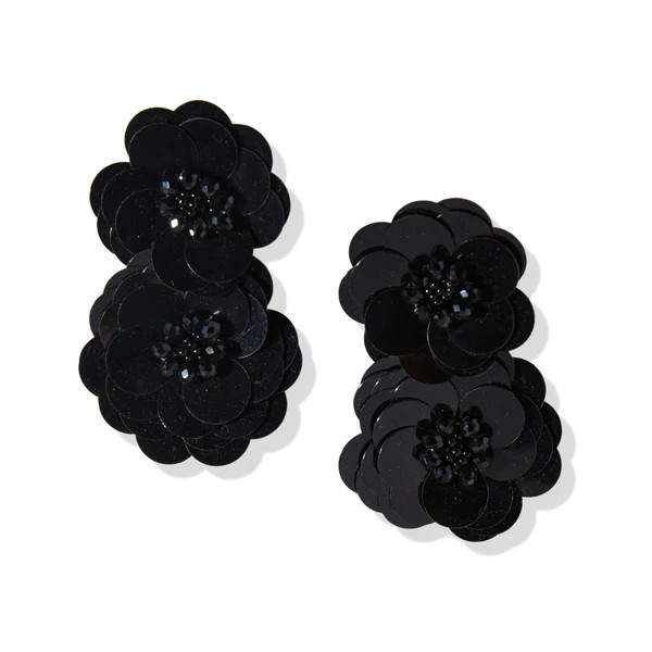 Black Double Flower Post Earrings | INK+ALLOY