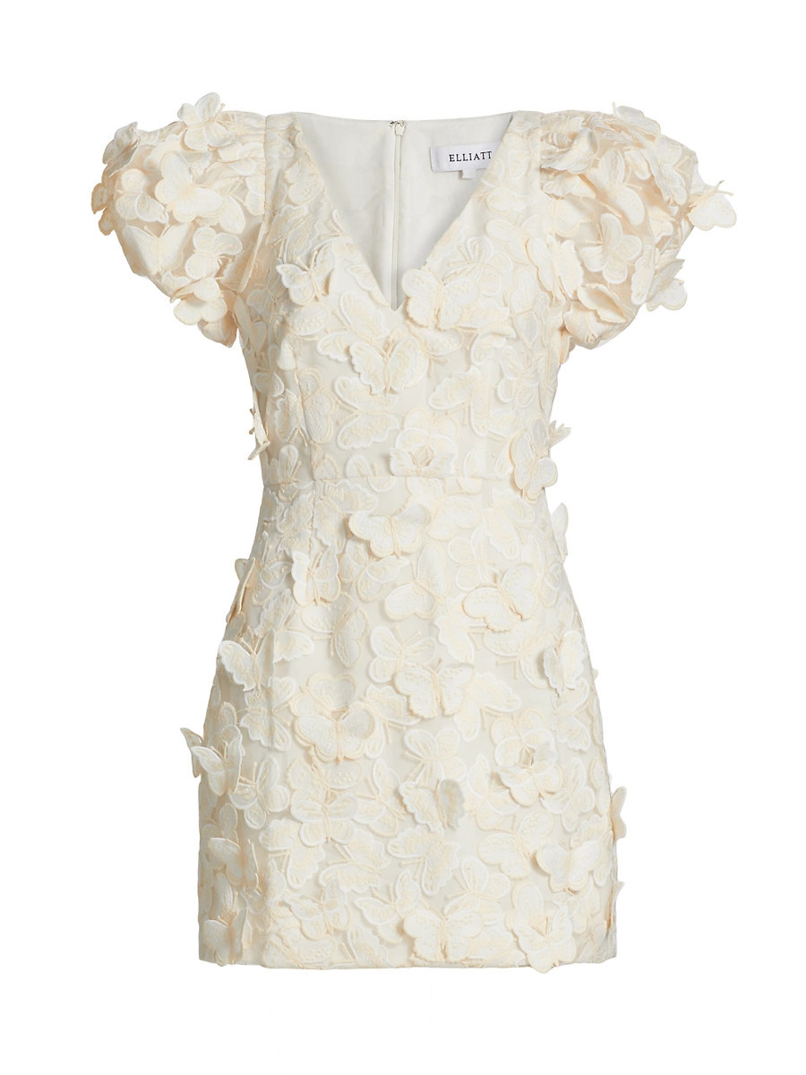 Women's Scarlett Butterfly Appliqué Minidress - Cream - Size Small | Saks Fifth Avenue