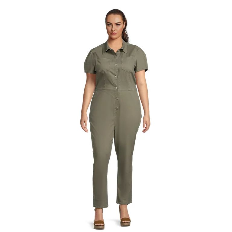 Celebrity Pink Juniors Boilersuit with Puff Sleeves, Sizes XS-XXXL | Walmart (US)