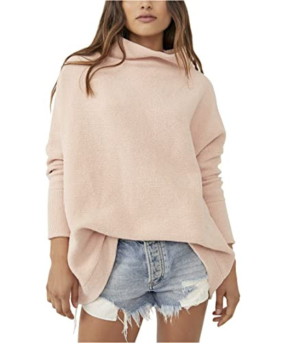 Free People Ottoman Slouchy Tunic for Women - Ribbed with Long Sleeves Design Sophisticated and Chic Light Sweater Rose XS (Women's 0-2) One Size | Amazon (US)