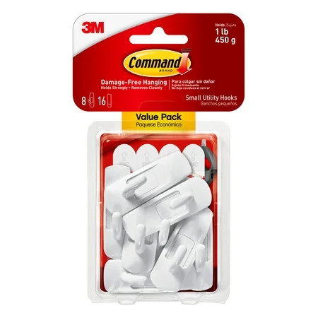 Command Hooks Value Pack White Small 8 Hooks 16 Strips/Pack | Walmart (US)