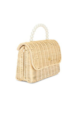 Wicker Tabitha Pearl Top Handle Handbag in Natural | Revolve Clothing (Global)