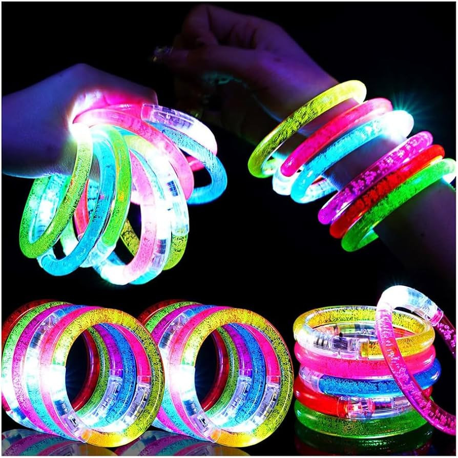 24Pcs Glow in the Dark Party Supplies for Kids/Adults, Flashing Light up Toys LED Bracelets Easte... | Amazon (US)