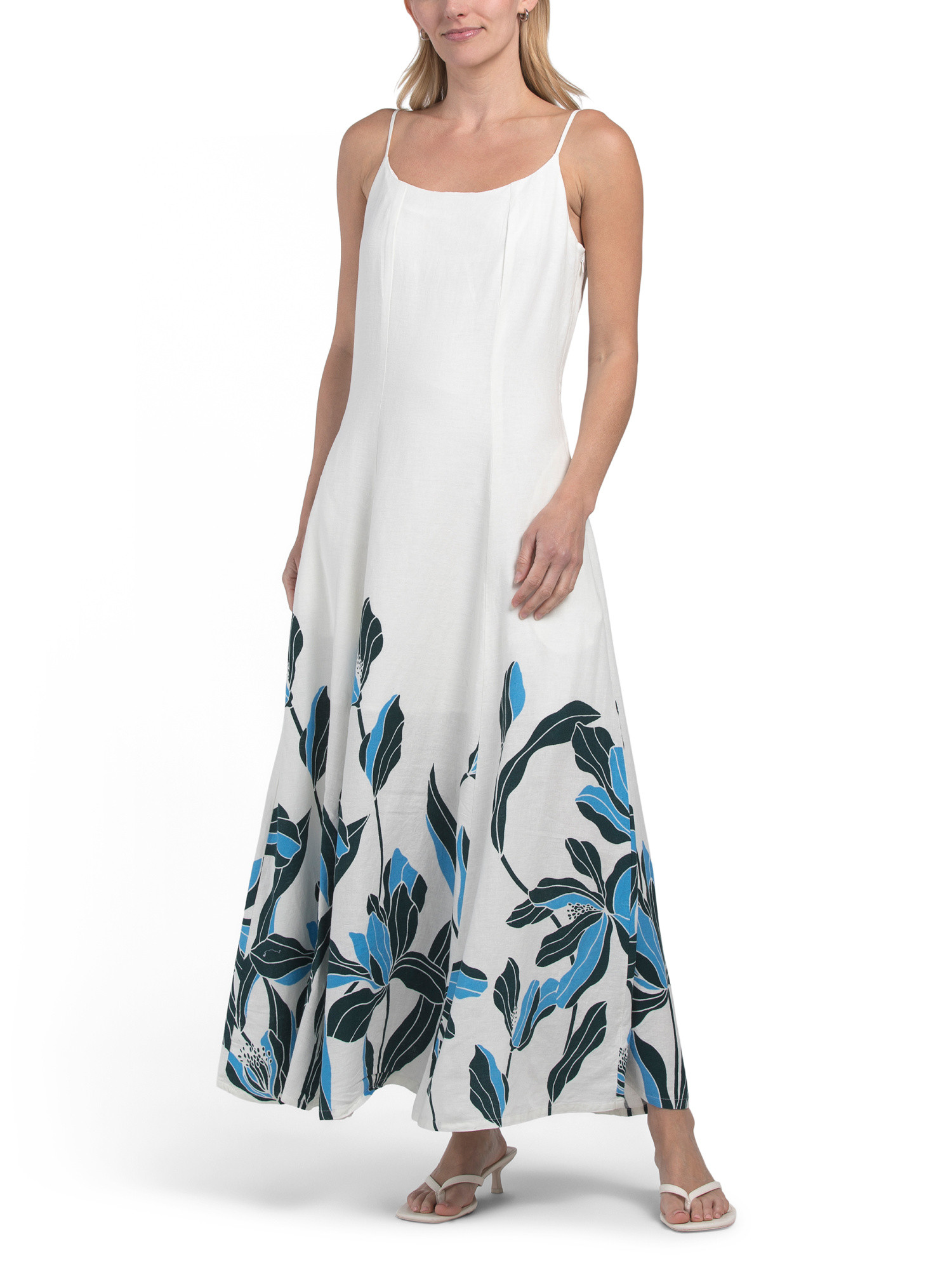 Linen Blend Stencil Garden Maxi Dress | TJ Maxx