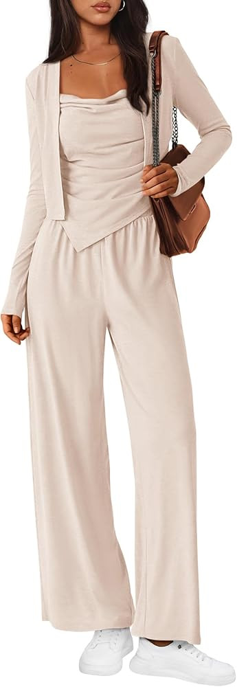 BTFBM Women's Fall Lounge Sets 3 Piece Outfit Tracksuits Casual Long Sleeve Tops High Waisted Swe... | Amazon (US)