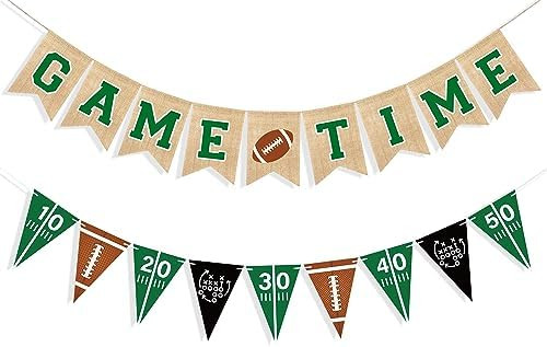 Uniwish Game Time Burlap Banner Football Party Decorations Sports Football Theme Baby Shower Birt... | Amazon (US)