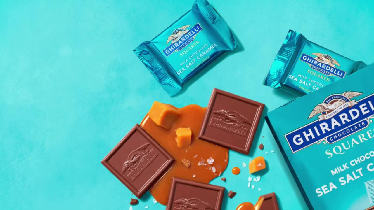 GHIRARDELLI Dark Chocolate Candy SQUARES with Sea Salt Caramel Filling, 9 oz Bag - Walmart.com | Walmart (US)