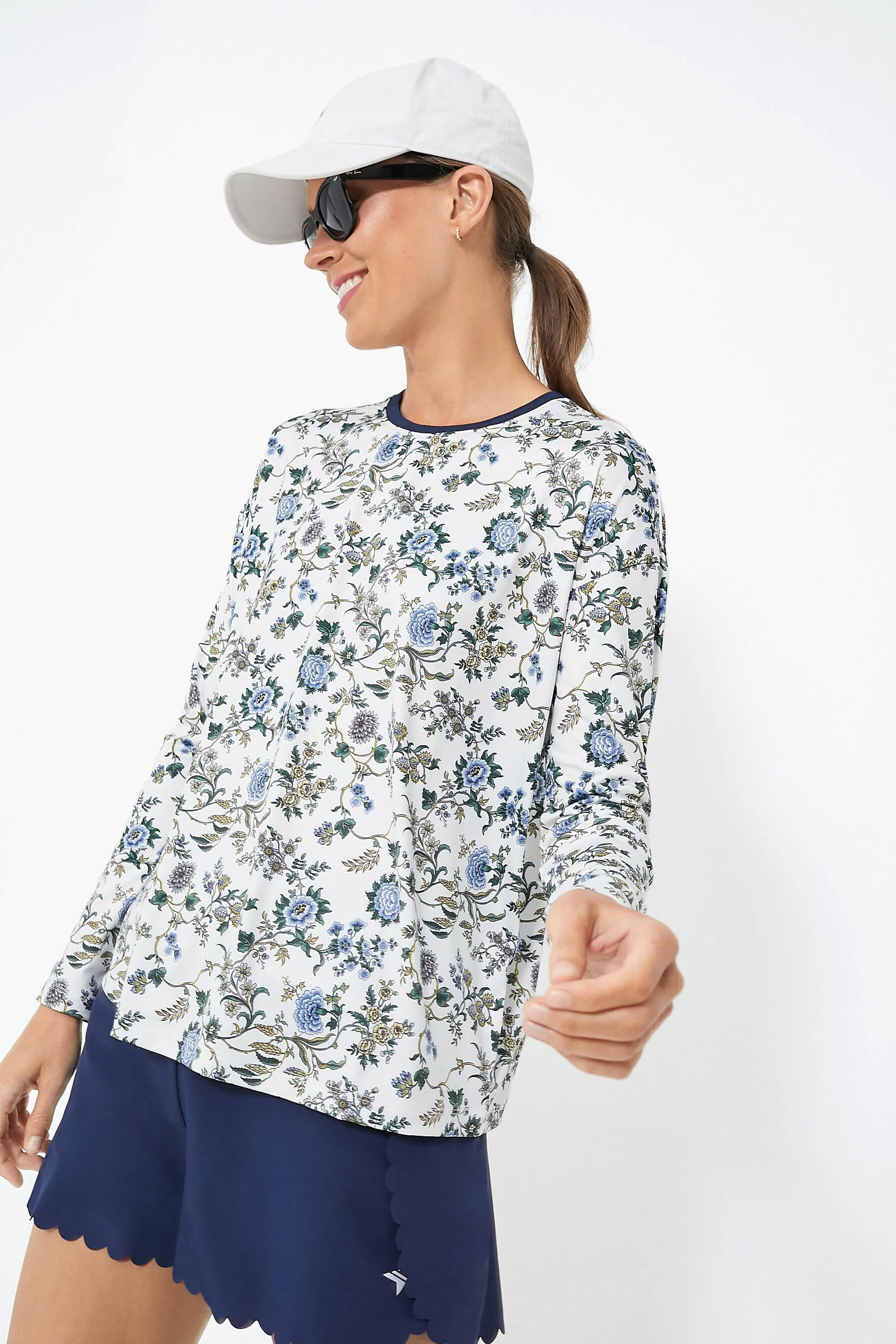 White Wildflower Long Sleeve Ryan Boyfriend Tee | Tuckernuck (US)
