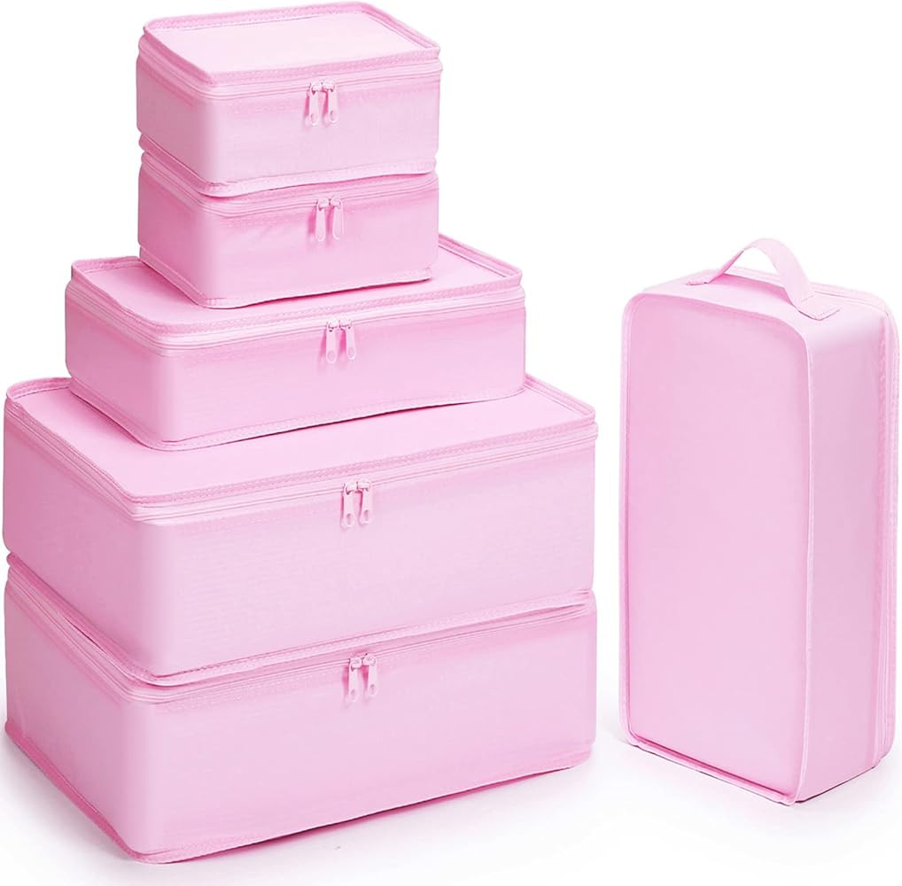 Mossio 6 Set Packing Cubes with Shoe Bag - Lightweight Travel Luggage Suitcase Organizers | Amazon (US)