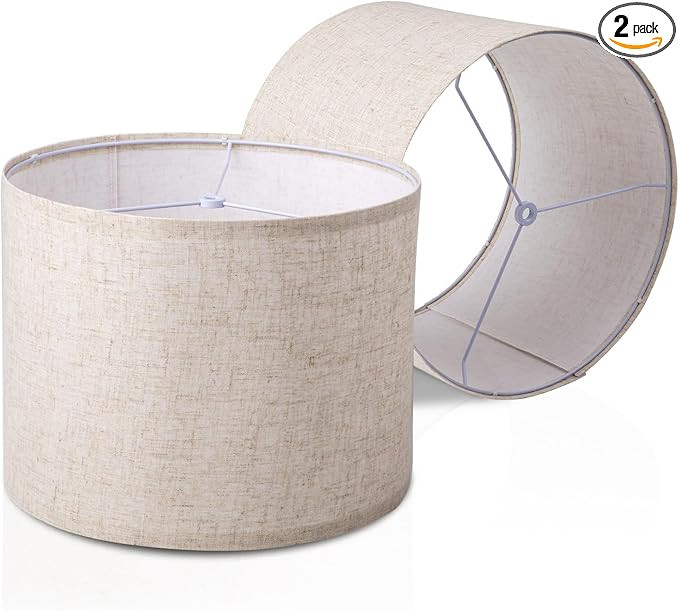 Drum Lampshade Set of 2, Lamp Shade for Table Lamps Floor Lamp, 13" Top X 13" Bottom X 10" High L... | Amazon (US)