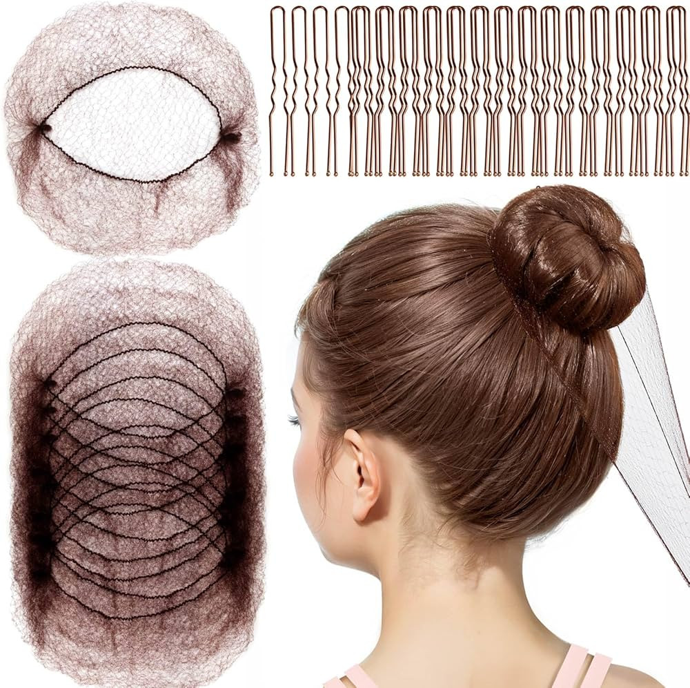 FANDAMEI Hair Net for Kids, Invisible Hair Nets 20PCS with U Shaped Bobby Pins 40PCS,30cm Hair Ne... | Amazon (US)