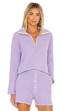 DONNI. Waffle Half Zip Pullover in Lilac from Revolve.com | Revolve Clothing (Global)