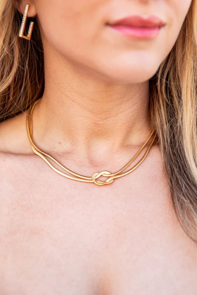 A Fabulous Feeling Gold Knot Detail Snake Chain Necklace | Pink Lily