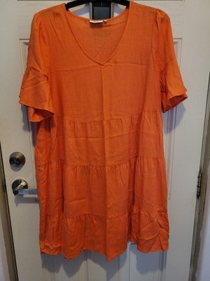 Jeans West Orange Short Sleeve Tiered Dress Size 14 | eBay AU