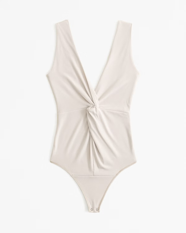 Glossy Rib Plunge Twist Bodysuit | Abercrombie & Fitch (US)