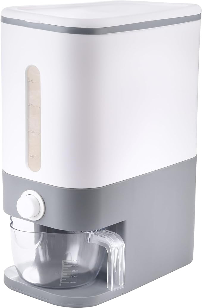 Rubtlamp 25 Lbs Gray Rice Dispenser, Rice Container with Lid, Rice Storage Container with Measuri... | Amazon (US)