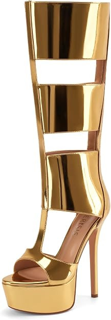 Platform Knee High Gladiator Sandals for Women Sexy Open Peep Toe Stiletto High Heels Fashion Sum... | Amazon (US)