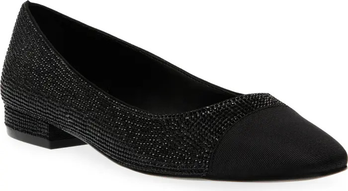 Blair Crystal Embellished Grograin Cap Toe Ballet Flat (Women) | Nordstrom