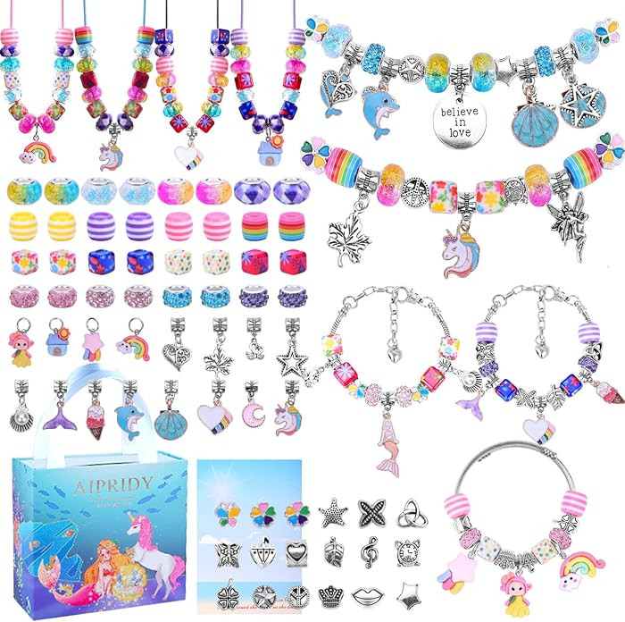 AIPRIDY Charm Bracelet Making Kit,Unicorn Mermaid Crafts Gifts Set Can Inspires Imagination and C... | Amazon (US)