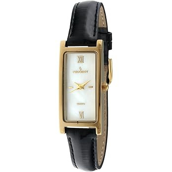 Peugeot Women's Slim 14K Gold Plated White Mother of Pearl Face Roman Numeral Leather Thin Strap ... | Amazon (US)