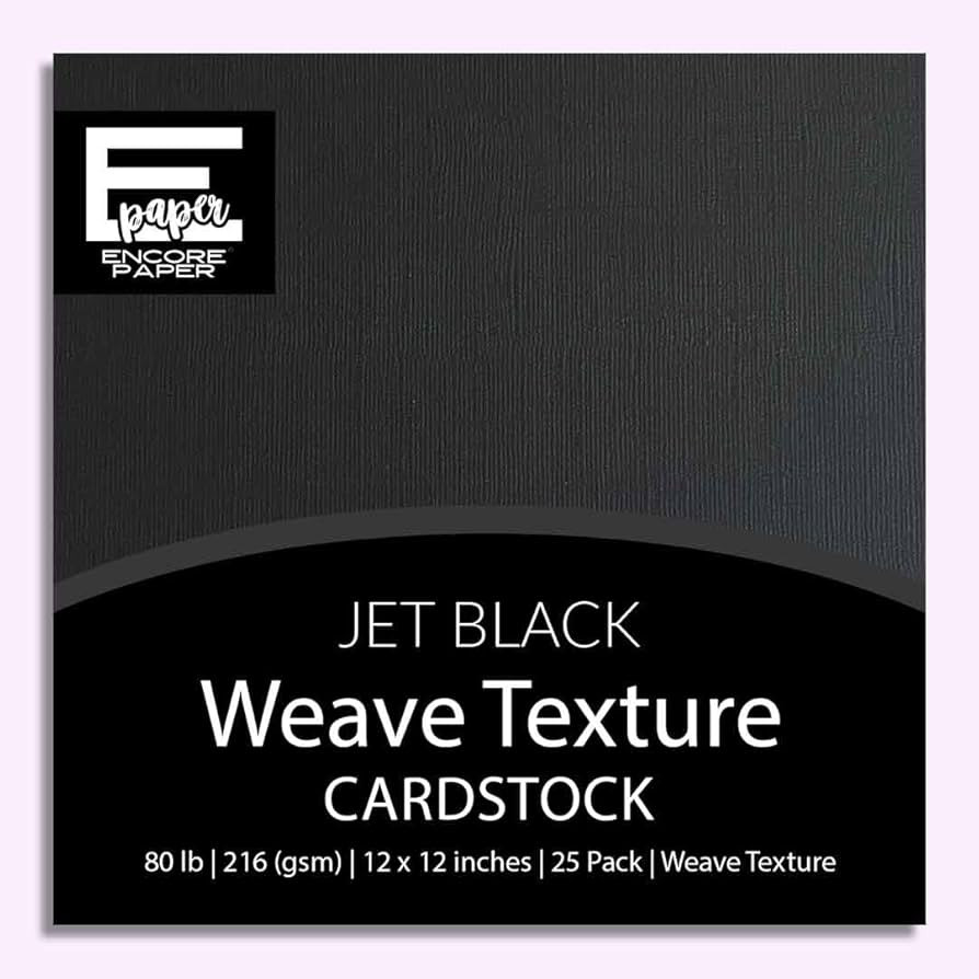 Jet Black —12x12 Textured Cardstock | 80lb Textured Black Scrapbook Paper | Premium Cardstock f... | Amazon (US)