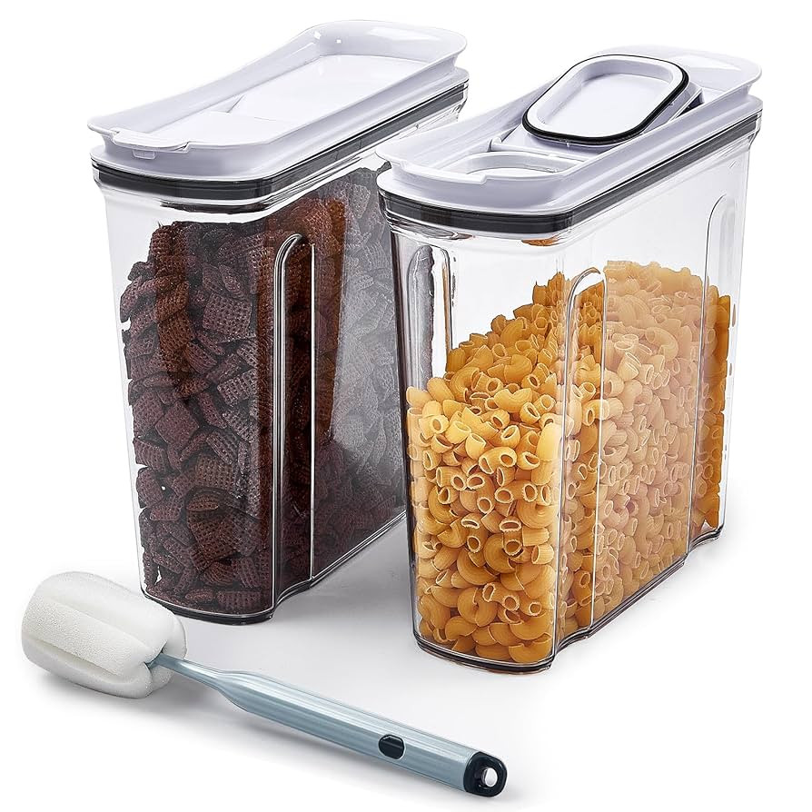 FreshKeeper Cereal Containers Storage Set, Airtight Food Storage Container with Lid 4L/135.2oz, 2... | Amazon (US)