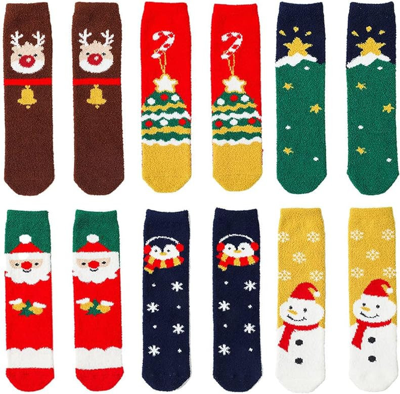 MarJunSep Kids Christmas Fuzzy Knee High Socks Gifts Stocking Stuffers Toddler Cozy Fluffy Calf B... | Amazon (US)