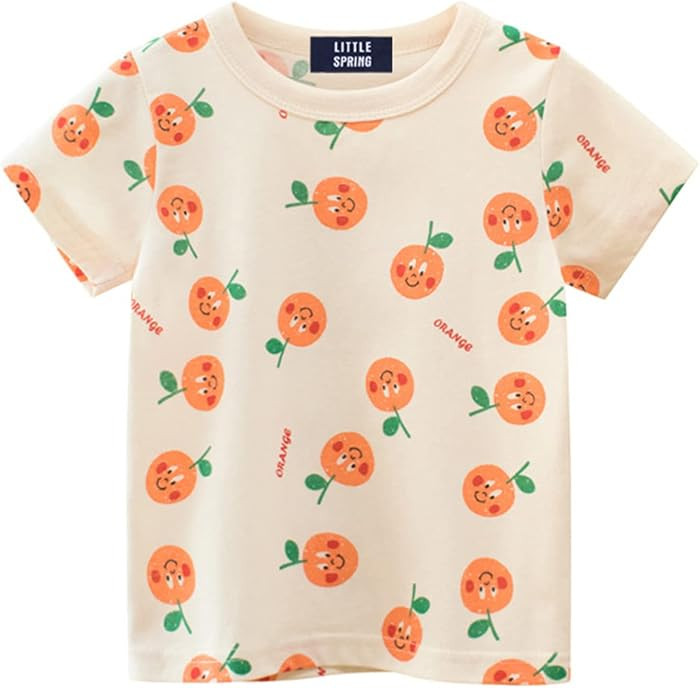 LittleSpring Kids Short Sleeve Graphic T-Shirt 100% Cotton | Amazon (US)