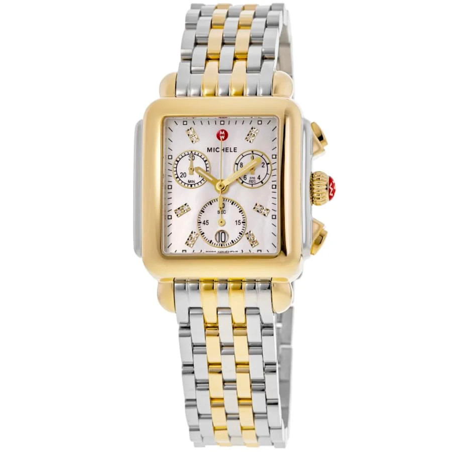 Michele Deco Two-Tone 18K Gold Plated Diamond Dial Women's Watch MWW06A000779 | Shop Simon