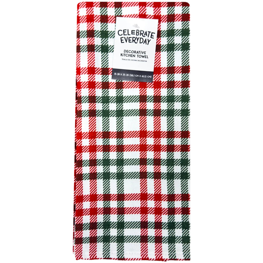 Red and Green Flannel Decorative Kitchen Towel | Walmart (US)