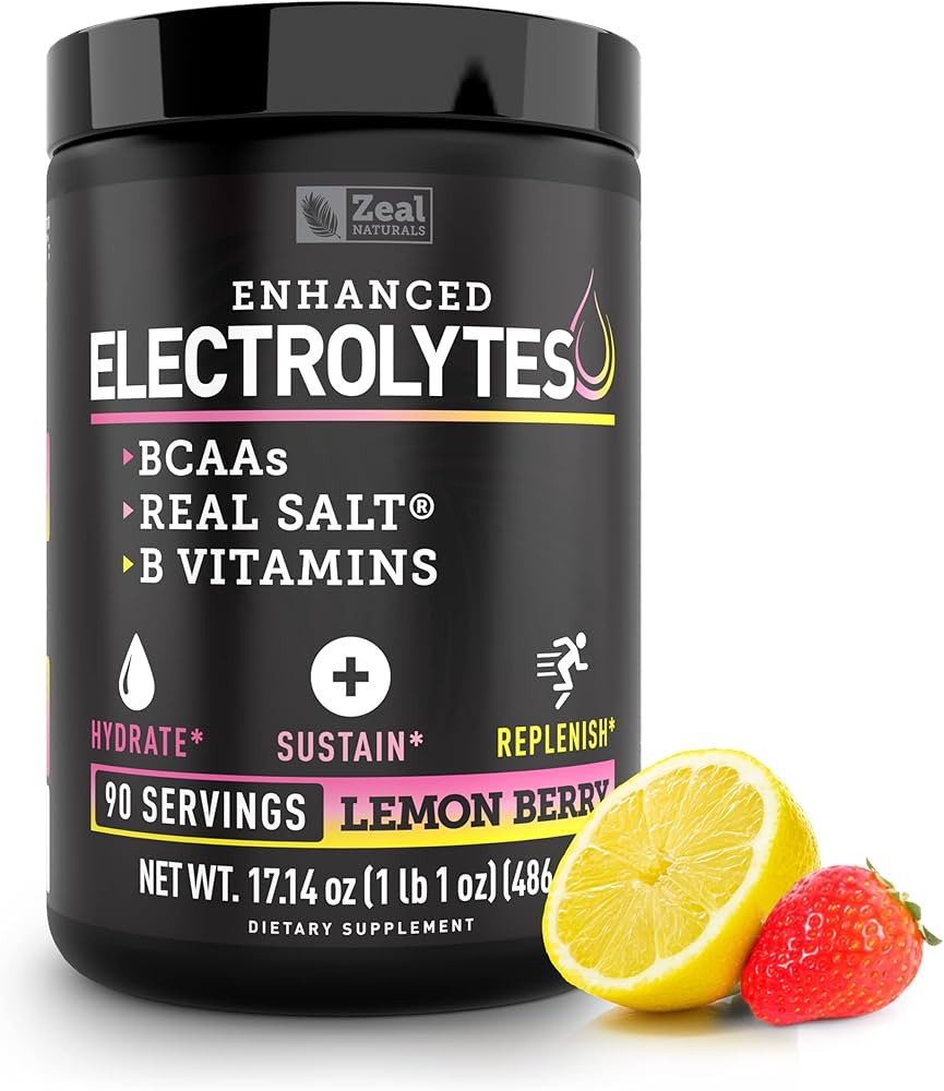 Amazon.com: Electrolyte Powder Recovery Drink (90 Servings | Lemon Berry) w Real Salt +BCAAs +B-V... | Amazon (US)