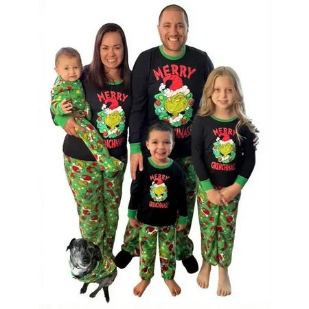 SEAYI Dr. Seuss Grinch Matching Family Christmas Pajamas Set Grinch Loungewear Outfits Grinch Christmas Pjs Sets for Family Sleepwear Kids/5 Years | Walmart (US)