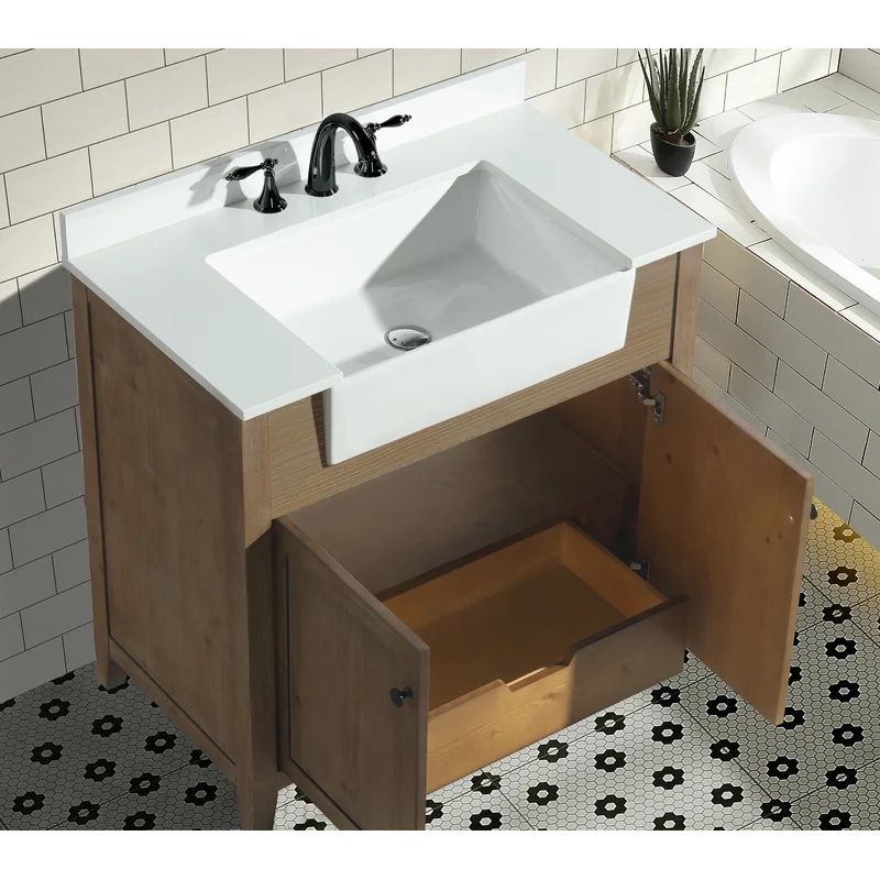 Clarion 36'' Free Standing Single Bathroom Vanity with Marble Top | Wayfair North America