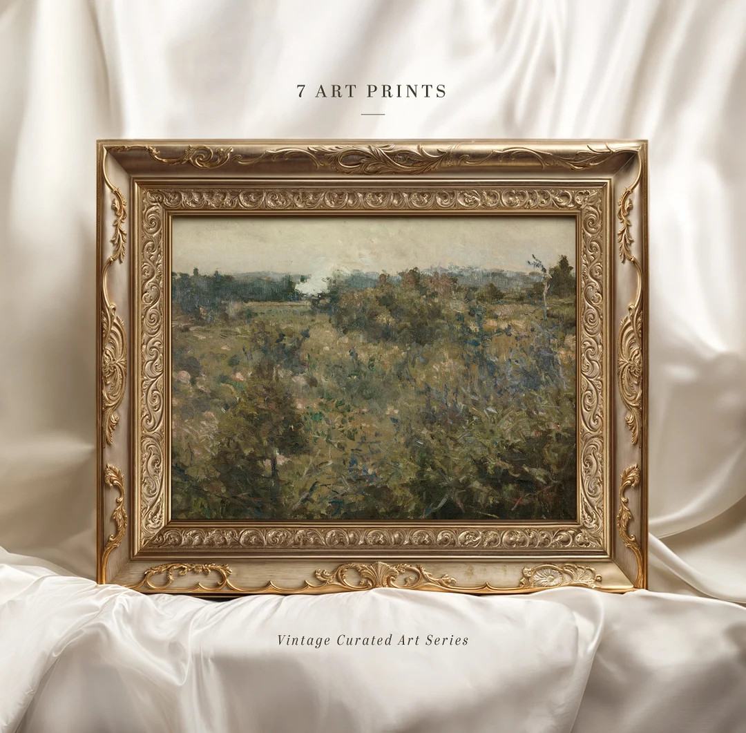 Meadow Rustic Wall Art, Vintage Moody Landscape Print, Printable Wall Art,  Antique Scenery Oil P... | Etsy (US)