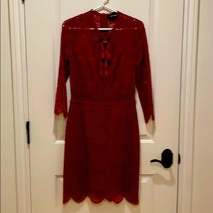 Deep burgundy long sleeve lace cut out dress | Poshmark