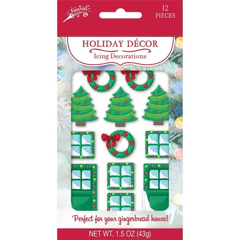 Festival Holiday Decor Icing Decorations, 12 Pieces, 1.5 Ounces | Walmart (US)