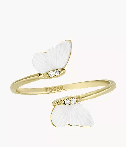Radiant Wings White Mother of Pearl Butterfly Ring | Fossil (US)