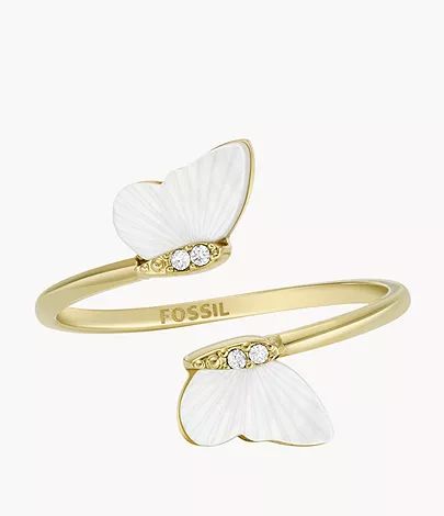 Radiant Wings White Mother of Pearl Butterfly Ring | Fossil (US)