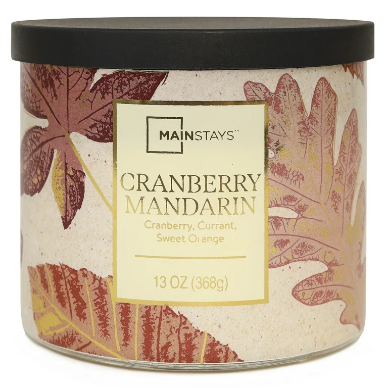 Mainstays 3-Wick Cranberry Mandarin With a Leaf Design, 13-Ounce | Walmart (US)