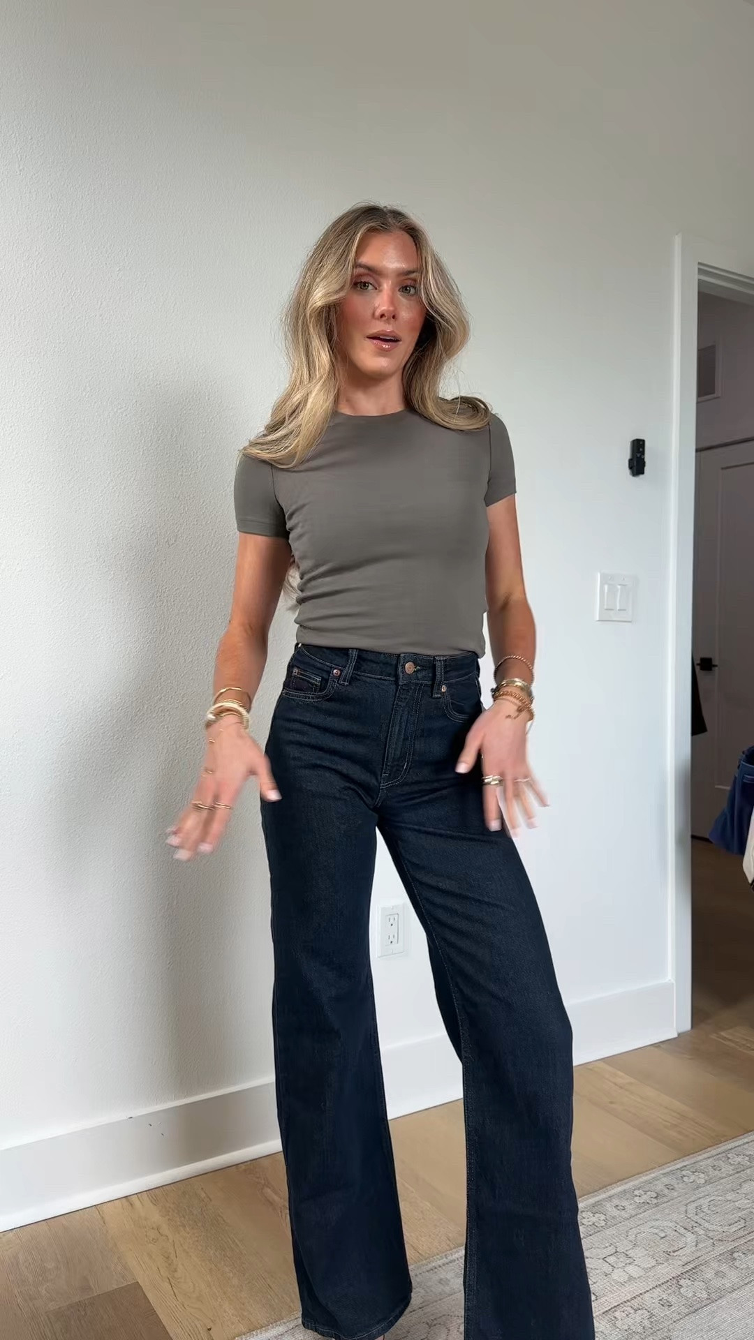 @h&m size 0 5-pocket jeans in cotton denim with gentle stretch for good comfort. Regular fit from waist to hip and wide cut from thigh to hem. High waist and zip fly with button. Wide, regular-length legs, designed to fall at top of foot with little or no stacking.

#LTKootd #LTKSaleAlert #LTKSeasonal