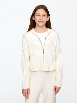 Kids CashSoft Cable-Knit Sweater Hoodie | Gap (US)