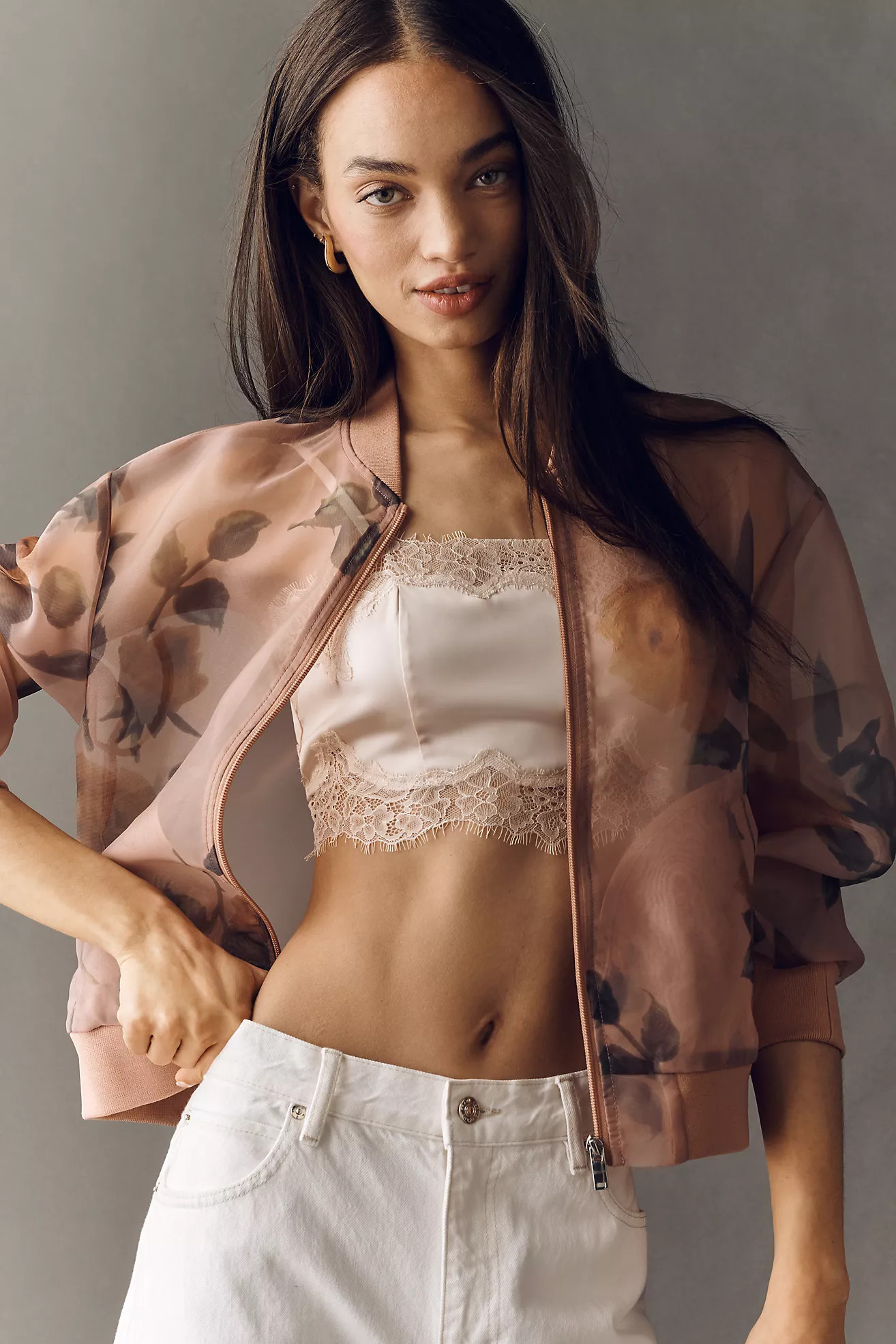NVLT Floral Organza Bomber Jacket | Anthropologie (US)